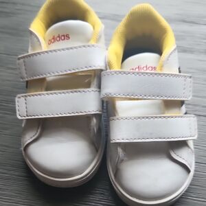 Adidas White and Yellow Velcro Sneakers